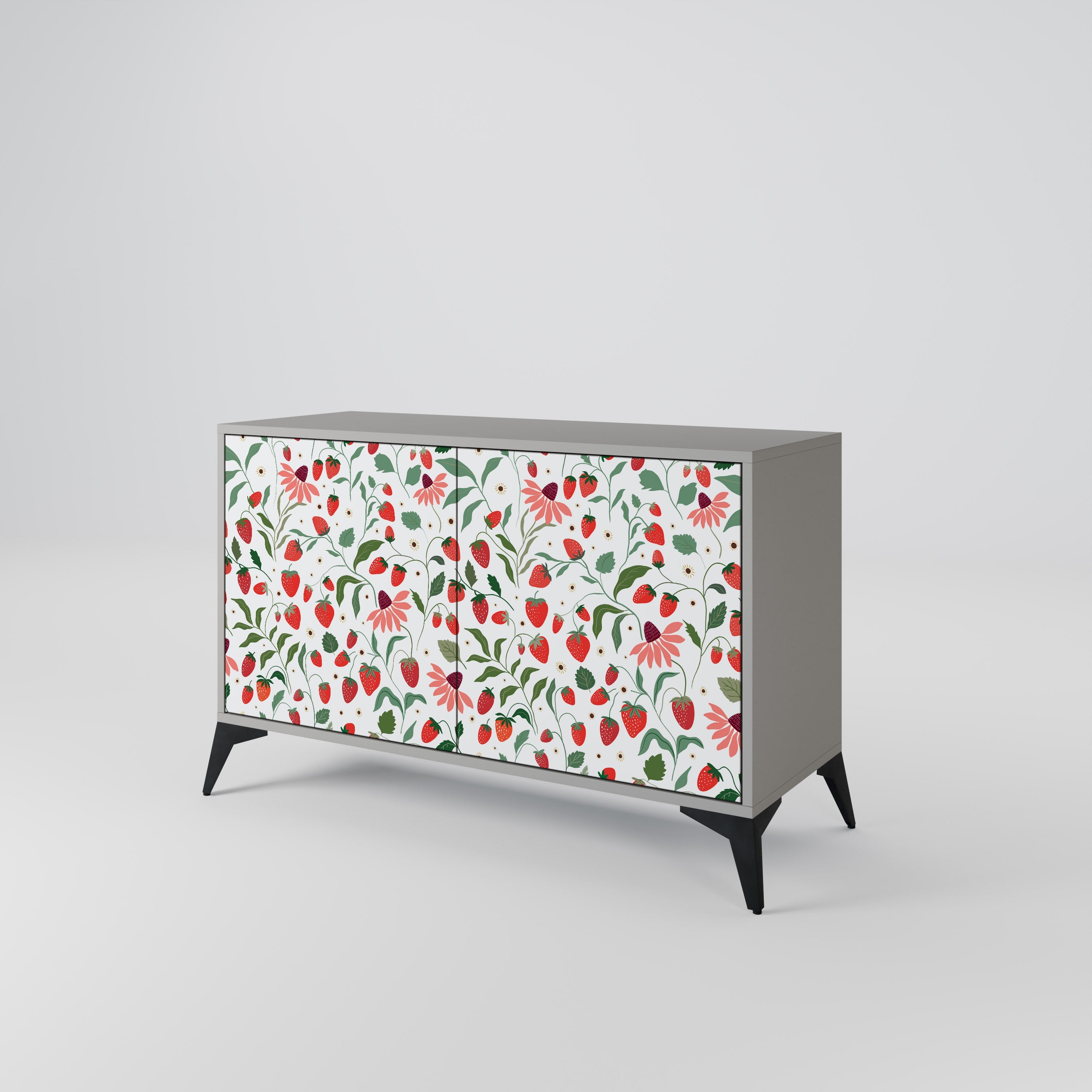 FLOWERS AND STRAWBERRIES Sideboard mit 2 Türen in Grau