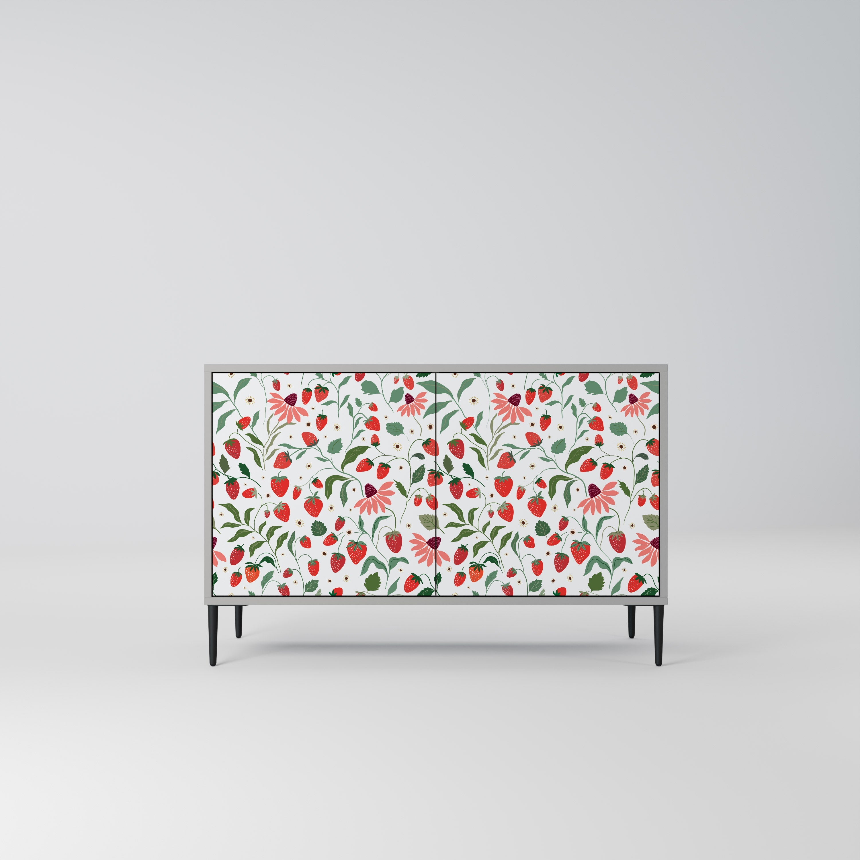 FLOWERS AND STRAWBERRIES Sideboard mit 2 Türen in Grau
