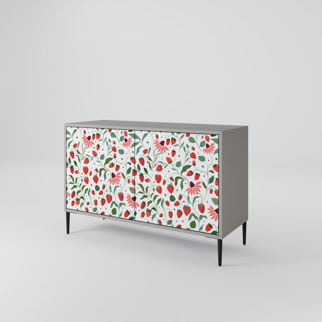 FLOWERS AND STRAWBERRIES Sideboard mit 2 Türen in Grau