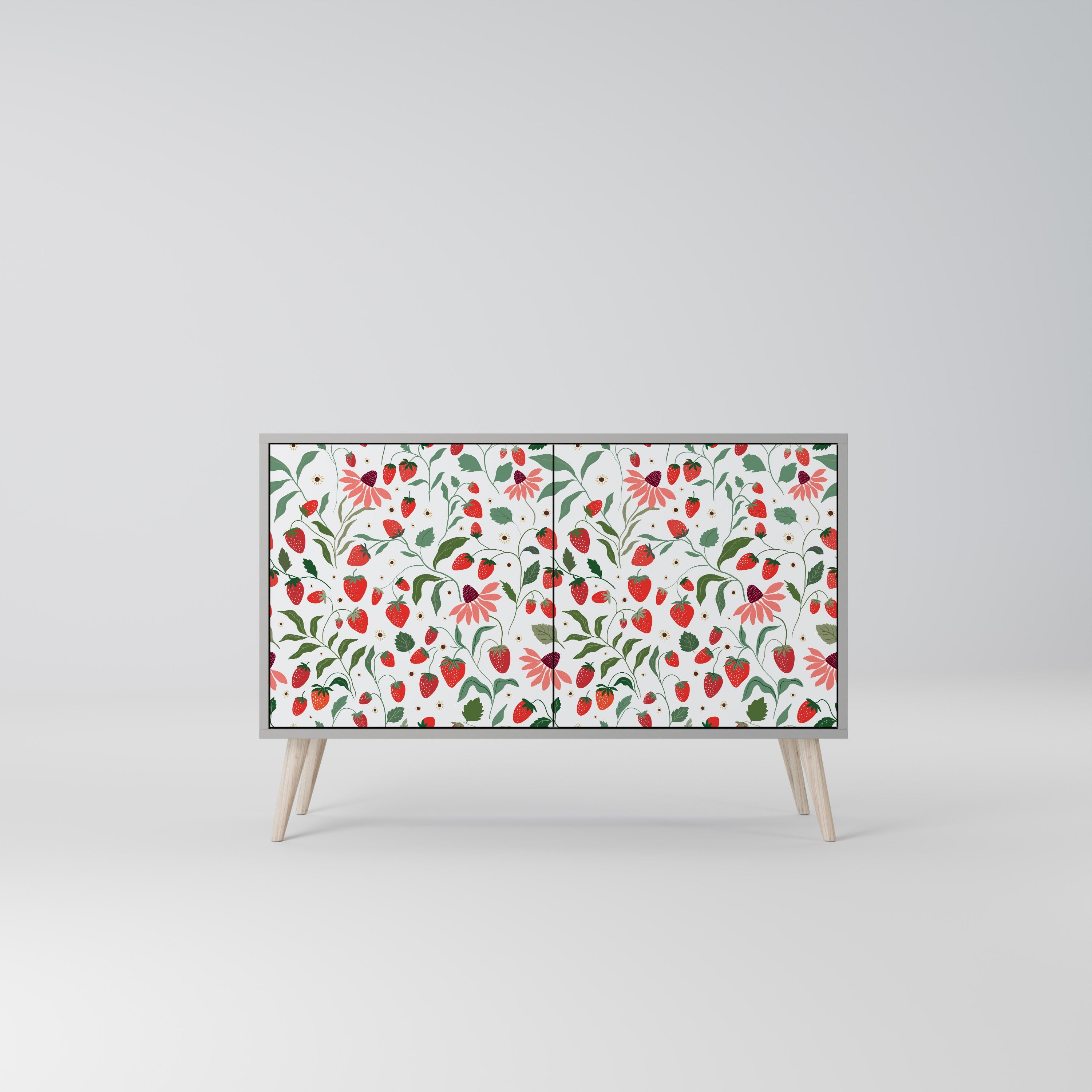 FLOWERS AND STRAWBERRIES Sideboard mit 2 Türen in Grau