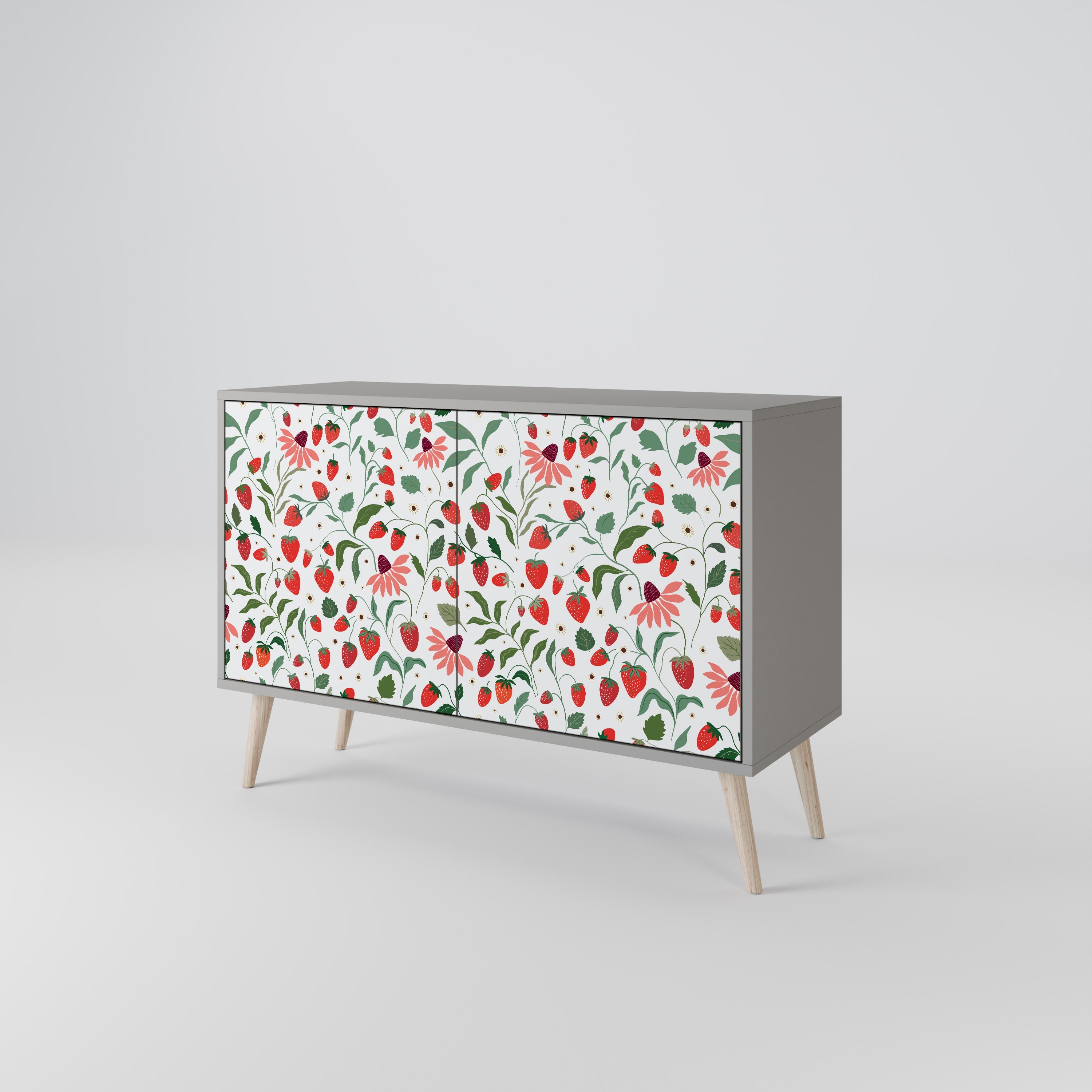 FLOWERS AND STRAWBERRIES Sideboard mit 2 Türen in Grau