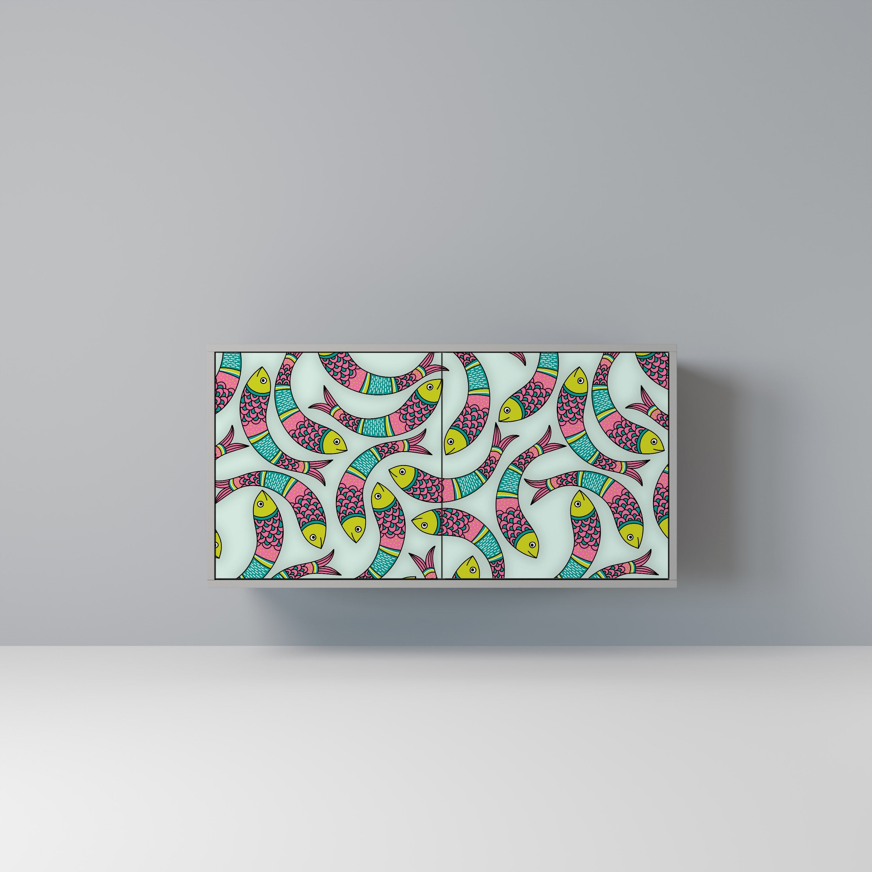 INDIAN FISH Sideboard mit 2 Türen in Grau