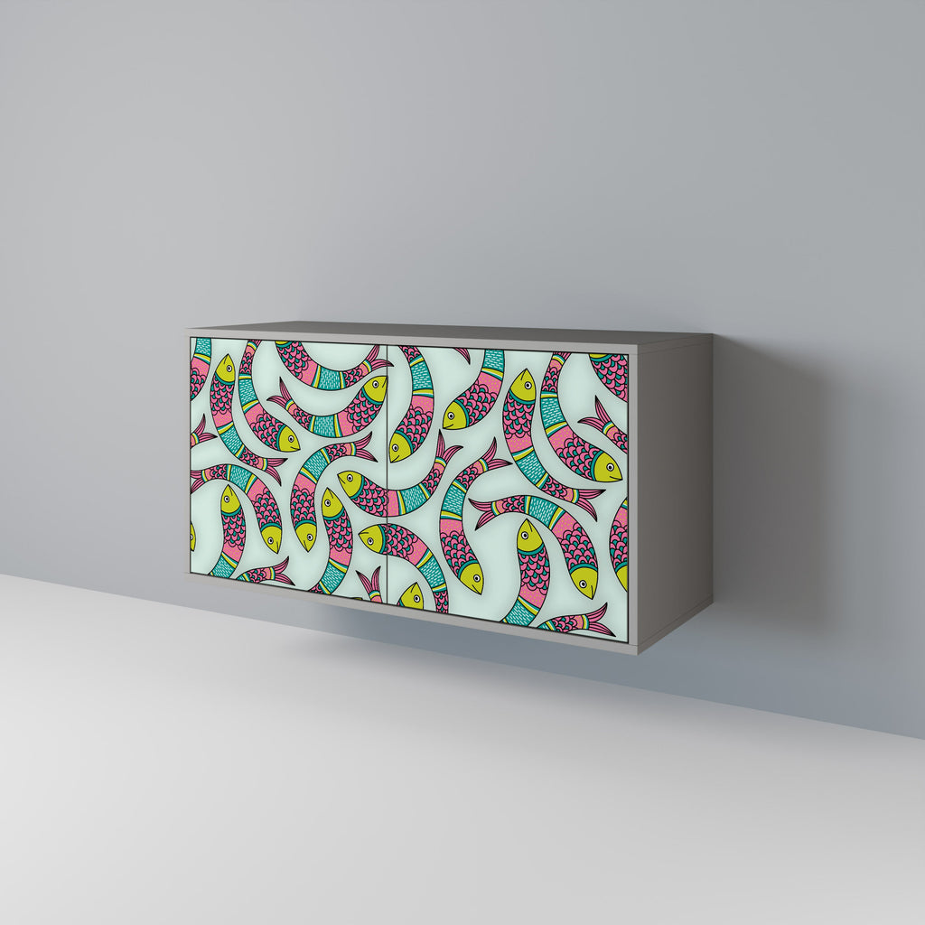 INDIAN FISH Sideboard mit 2 Türen in Grau