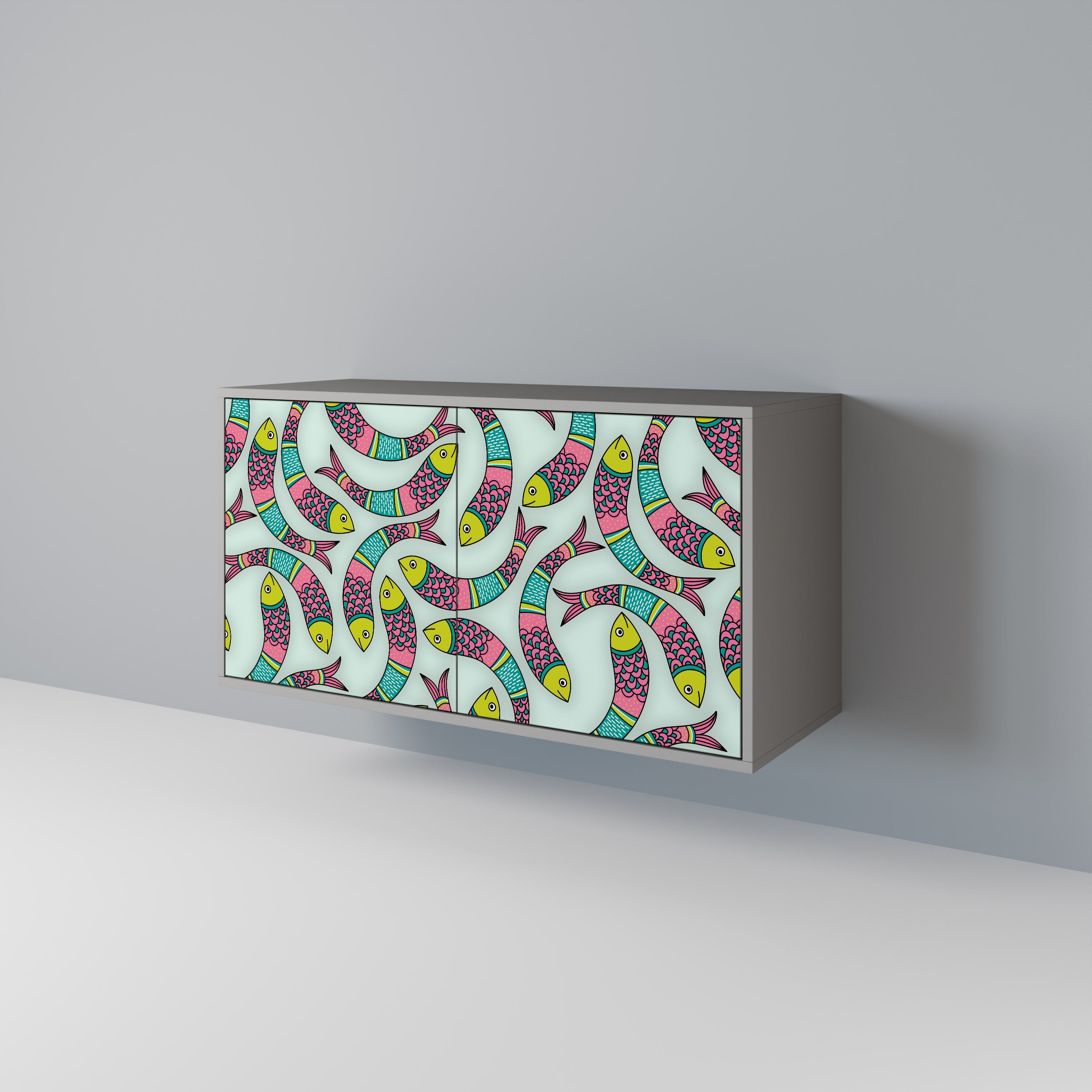 INDIAN FISH Sideboard mit 2 Türen in Grau