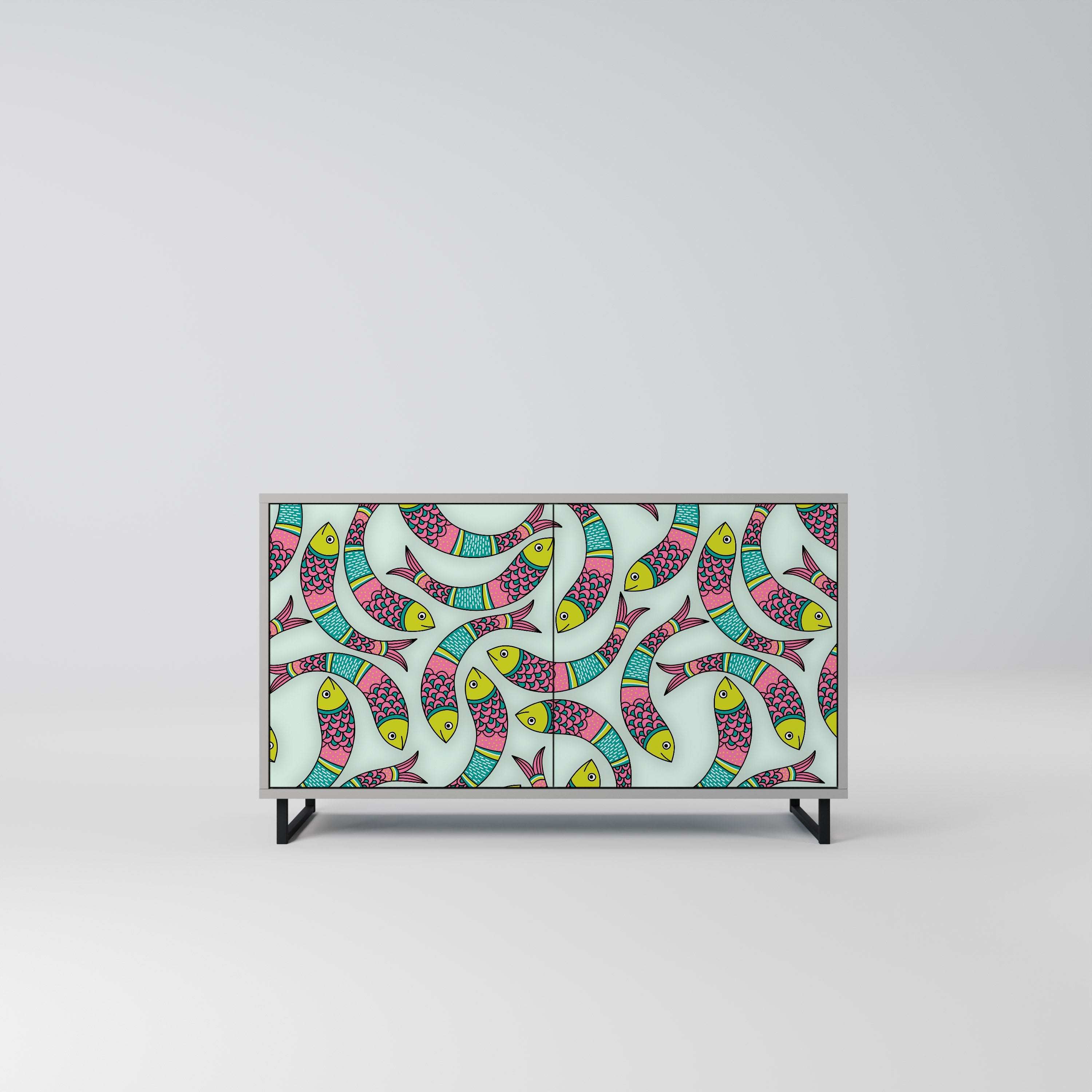 INDIAN FISH Sideboard mit 2 Türen in Grau