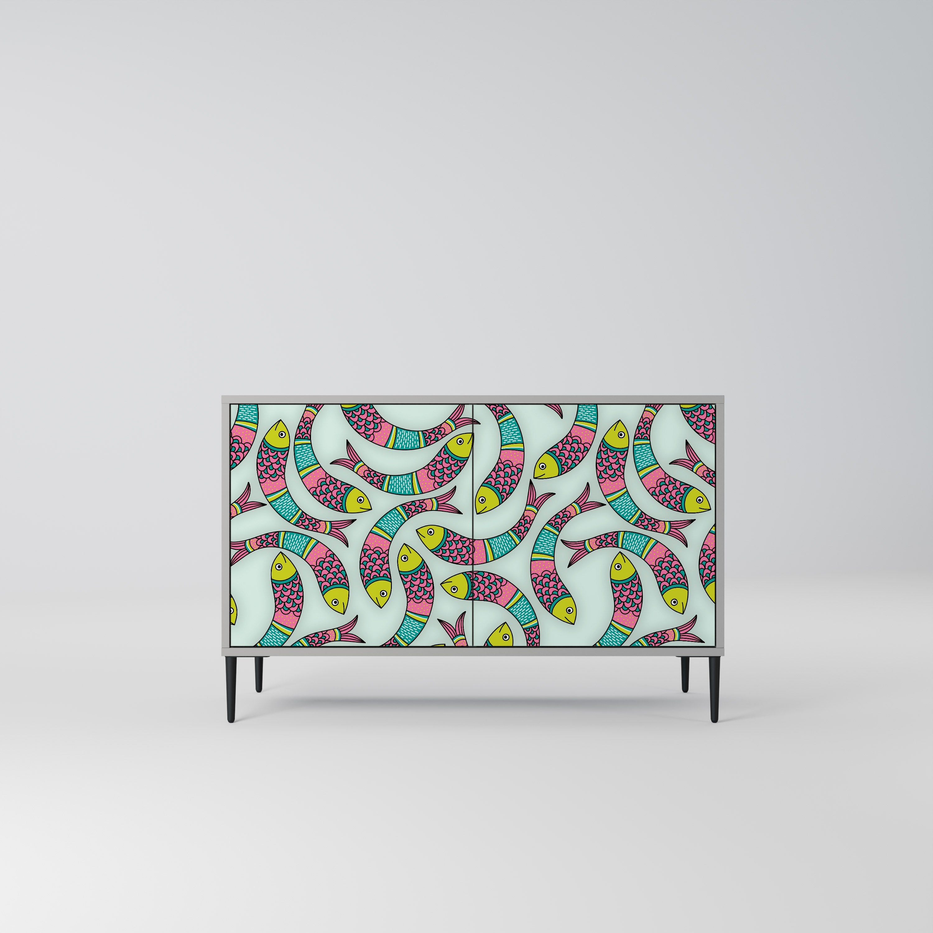 INDIAN FISH Sideboard mit 2 Türen in Grau