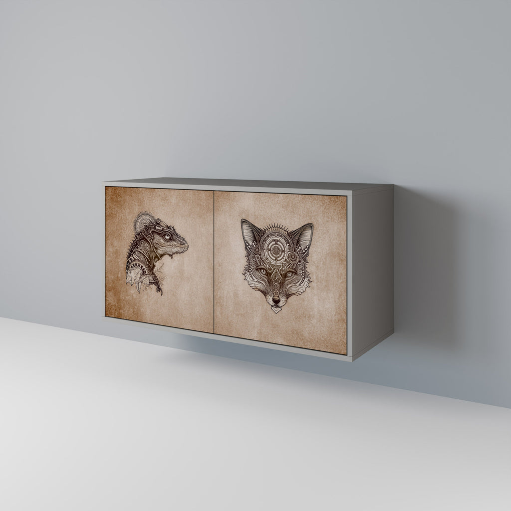 STEAMPUNK CLAN Sideboard mit 2 Türen in Grau