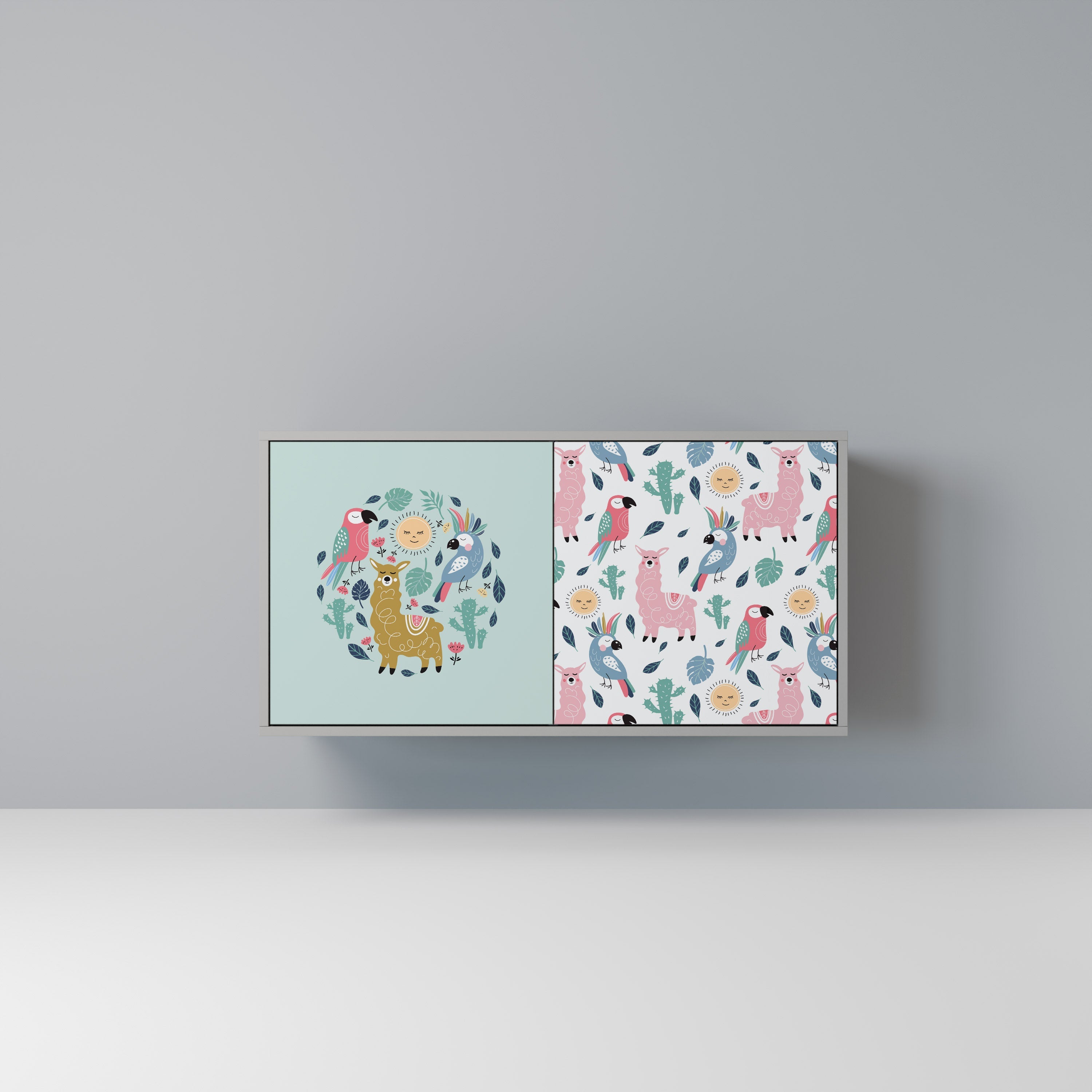 COLORFUL ALPACAS Sideboard mit 2 Türen in Grau