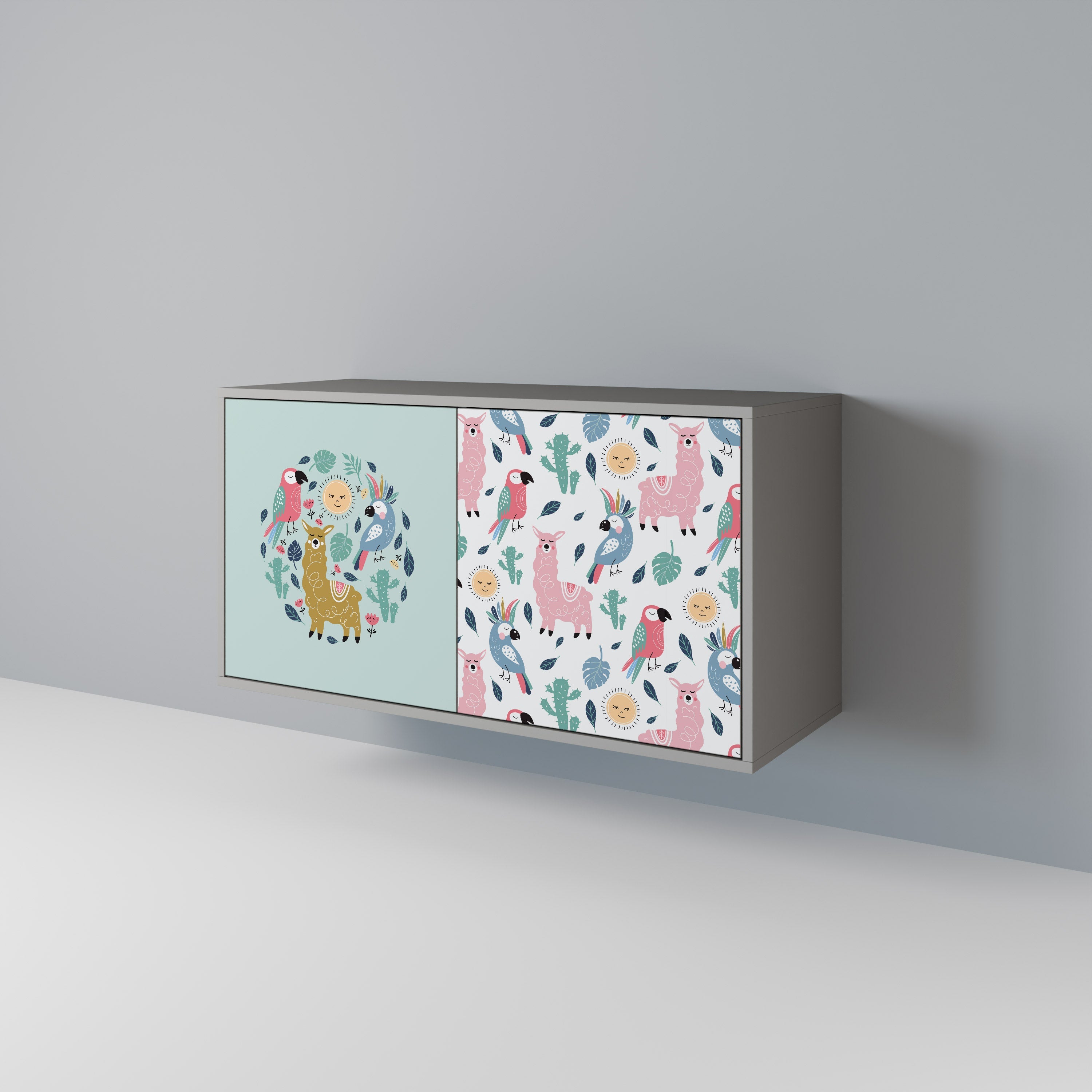 COLORFUL ALPACAS Sideboard mit 2 Türen in Grau