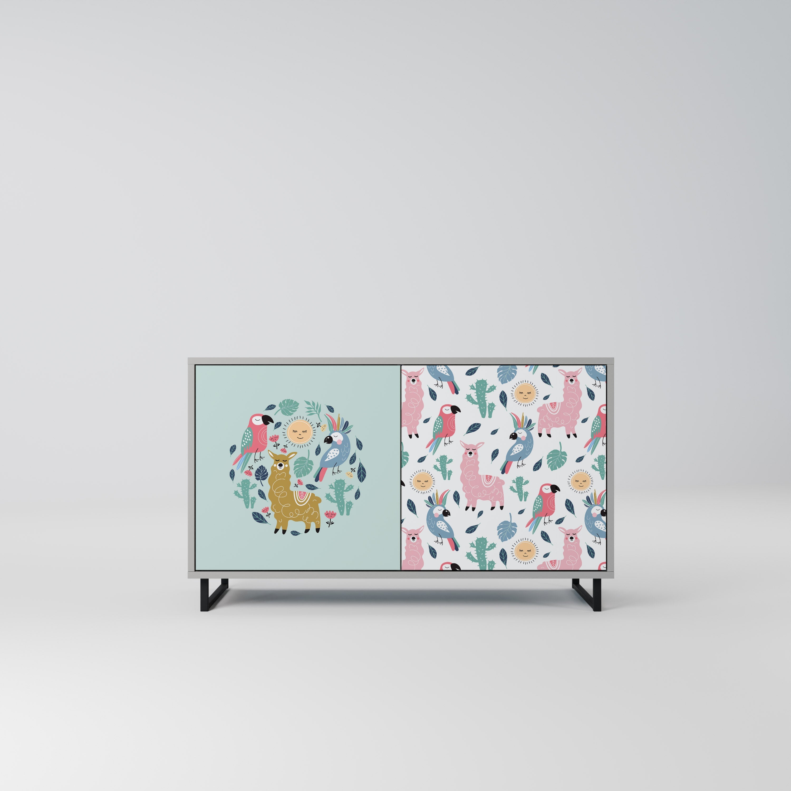 COLORFUL ALPACAS Sideboard mit 2 Türen in Grau