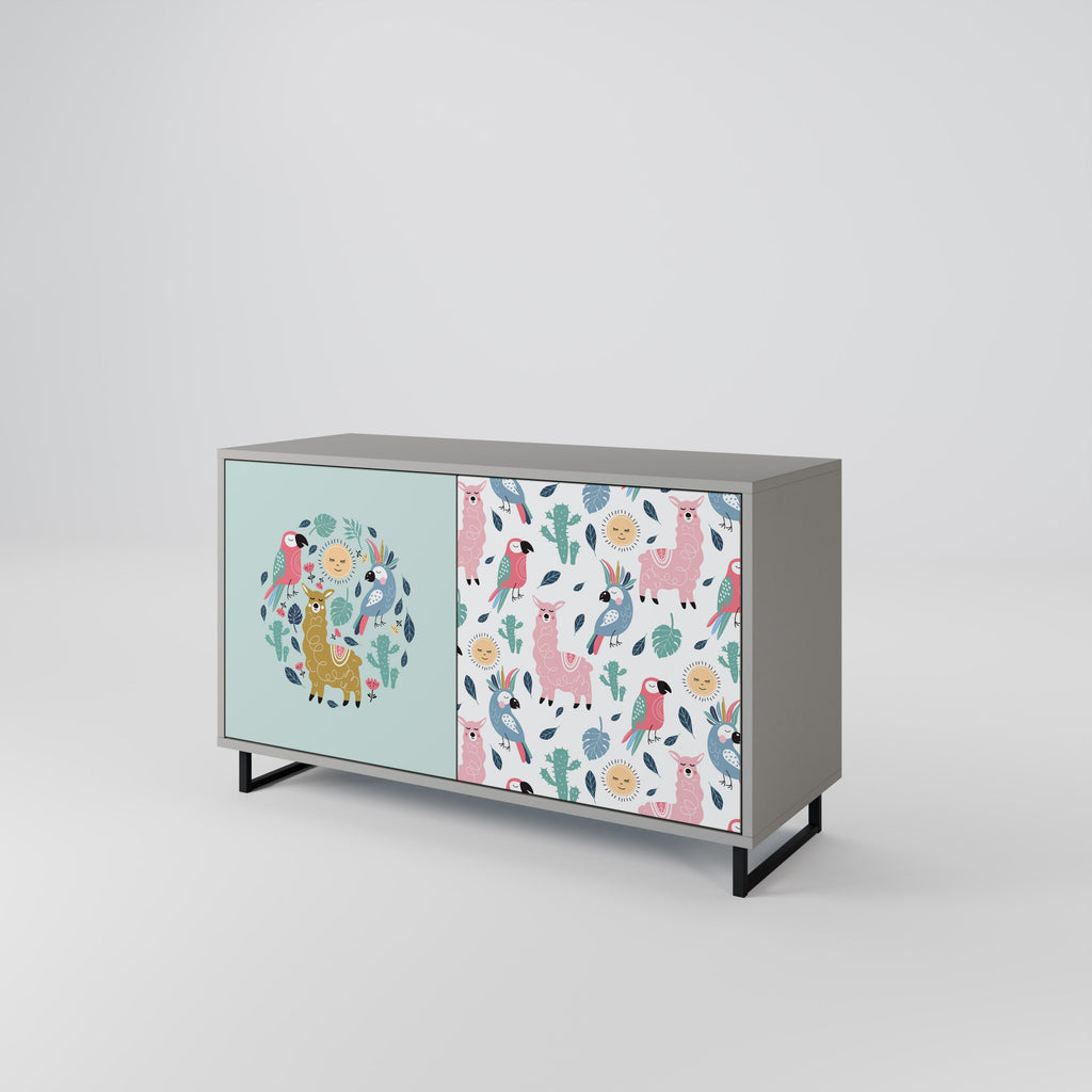 COLORFUL ALPACAS Sideboard mit 2 Türen in Grau