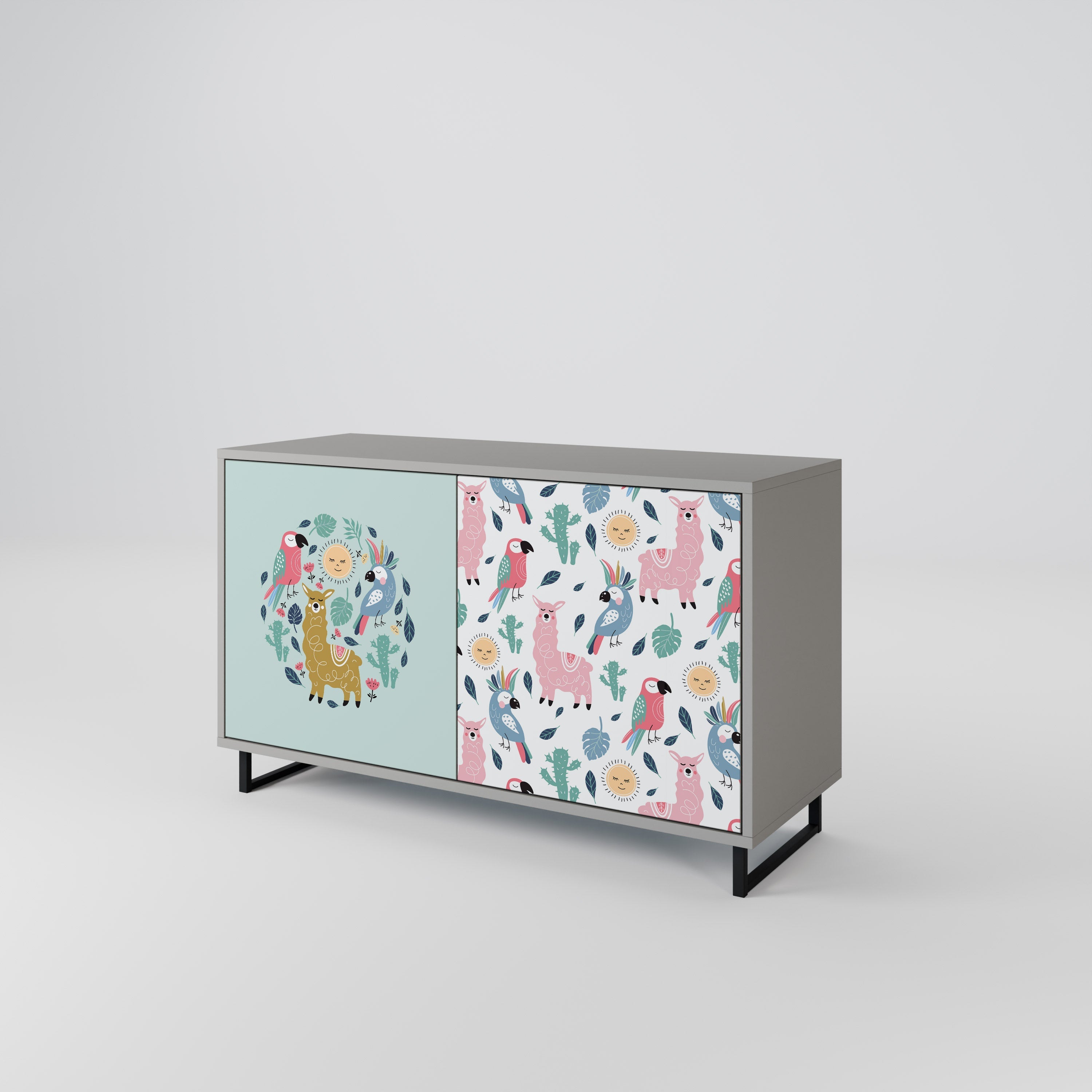 COLORFUL ALPACAS Sideboard mit 2 Türen in Grau