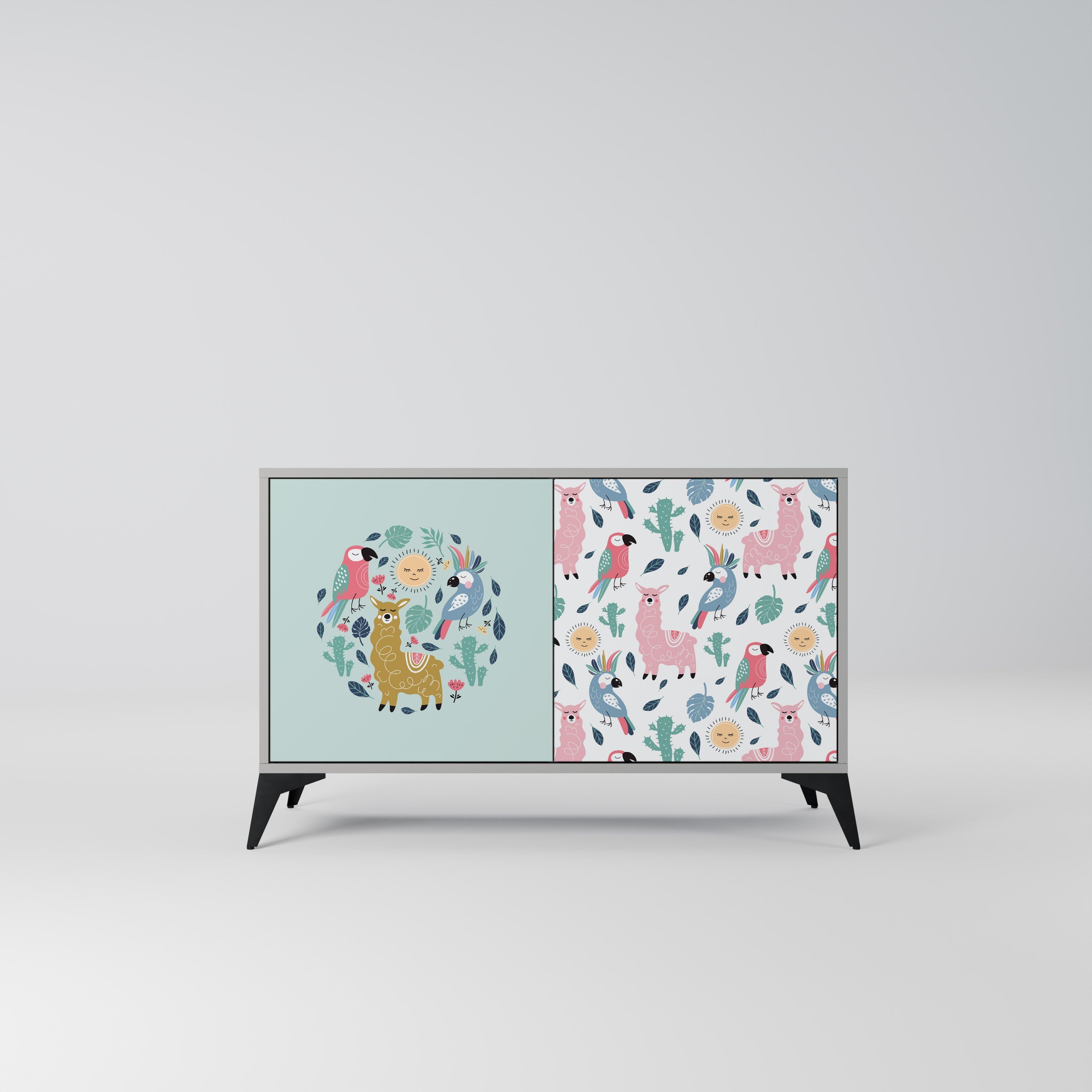 COLORFUL ALPACAS Sideboard mit 2 Türen in Grau