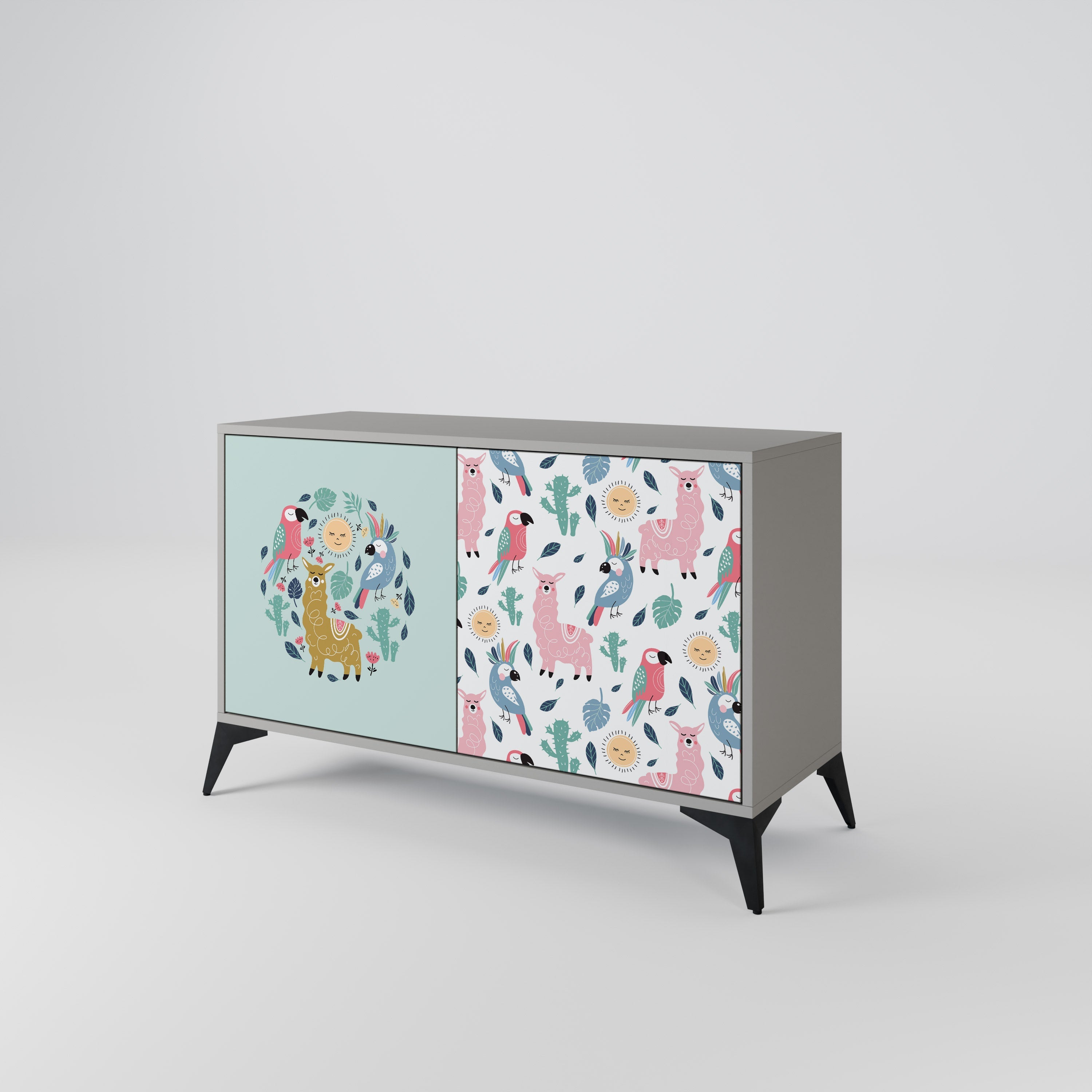 COLORFUL ALPACAS Sideboard mit 2 Türen in Grau