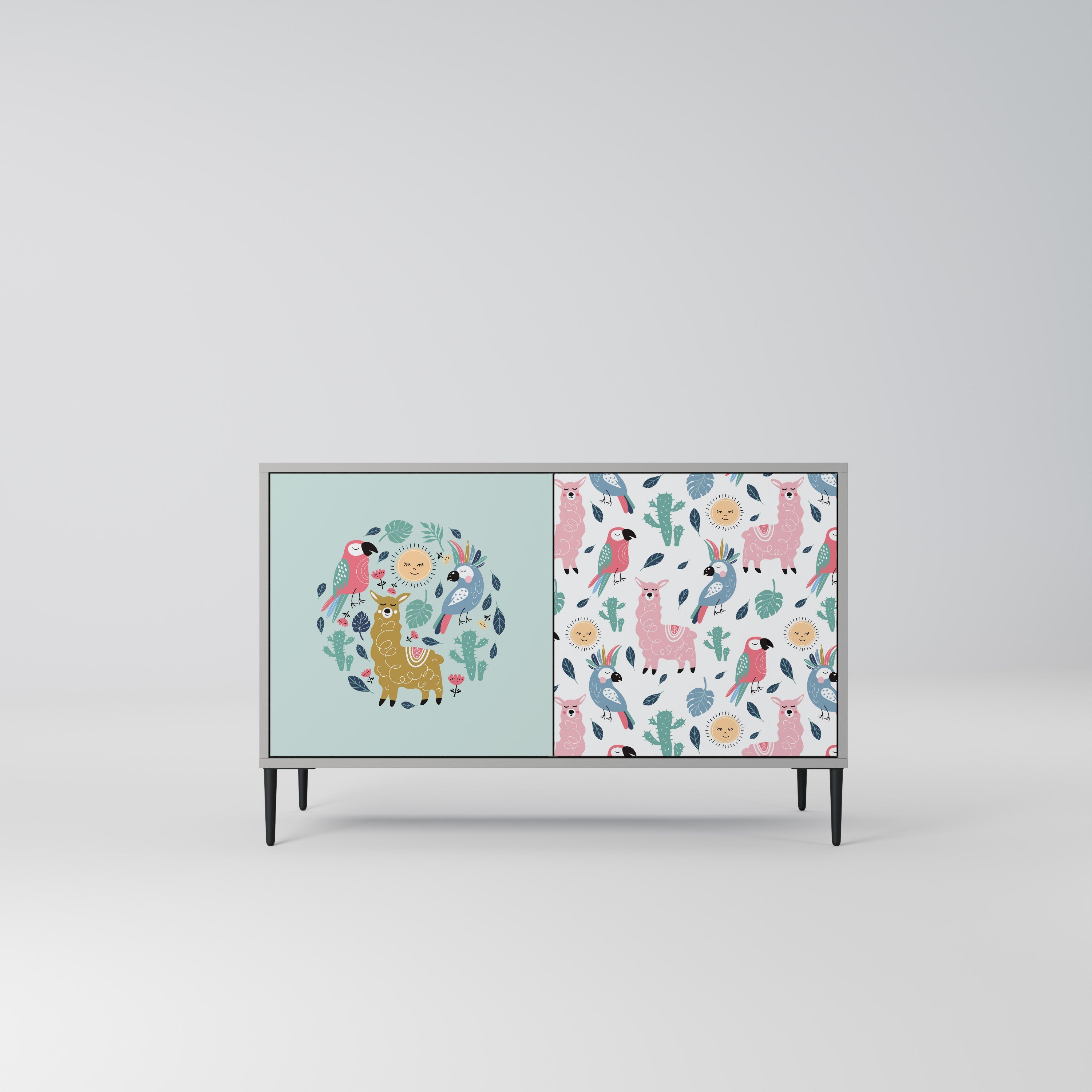 COLORFUL ALPACAS Sideboard mit 2 Türen in Grau