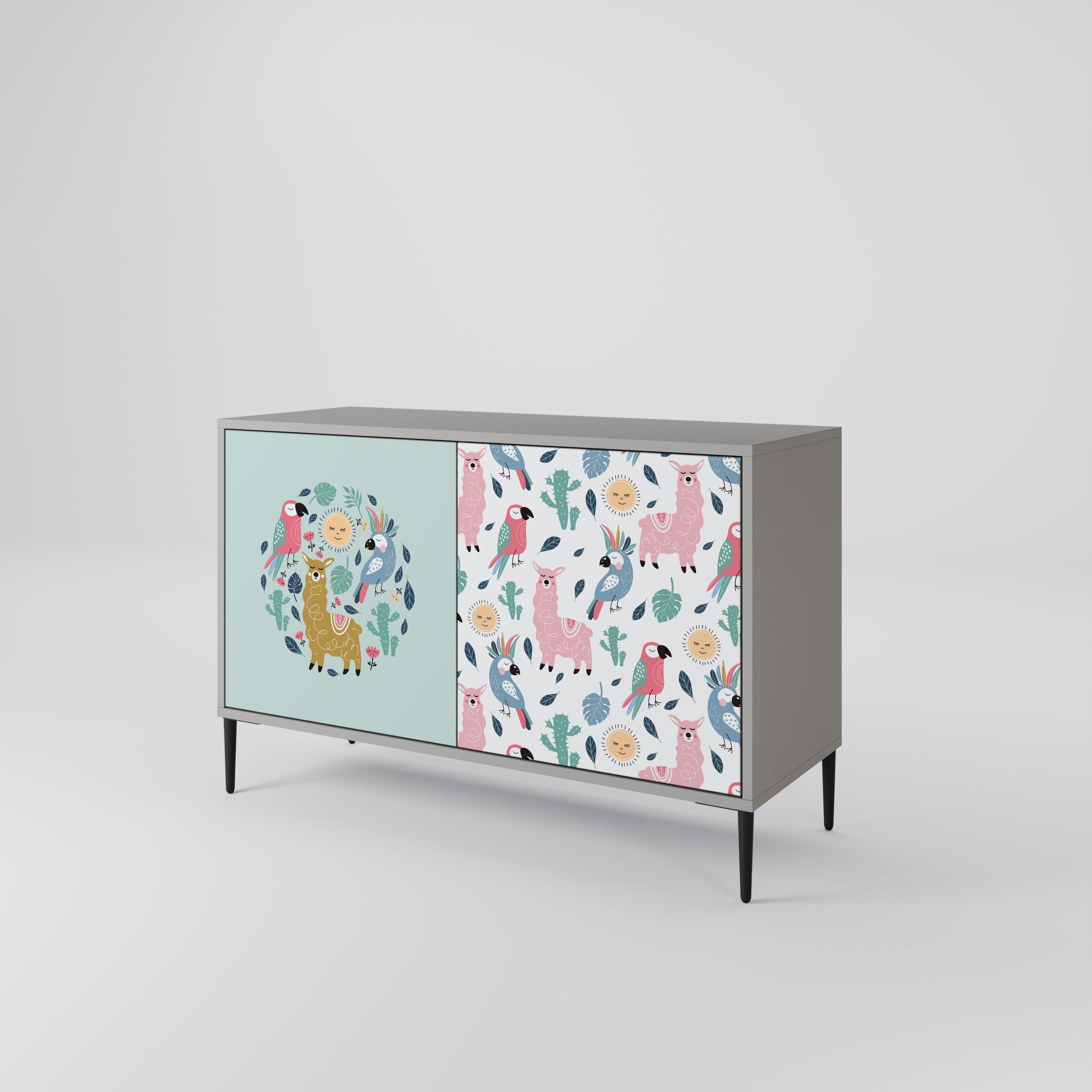 COLORFUL ALPACAS Sideboard mit 2 Türen in Grau