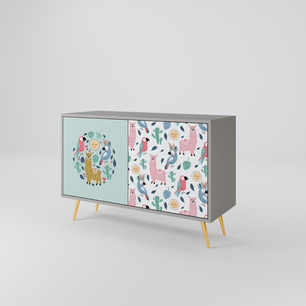 COLORFUL ALPACAS Sideboard mit 2 Türen in Grau
