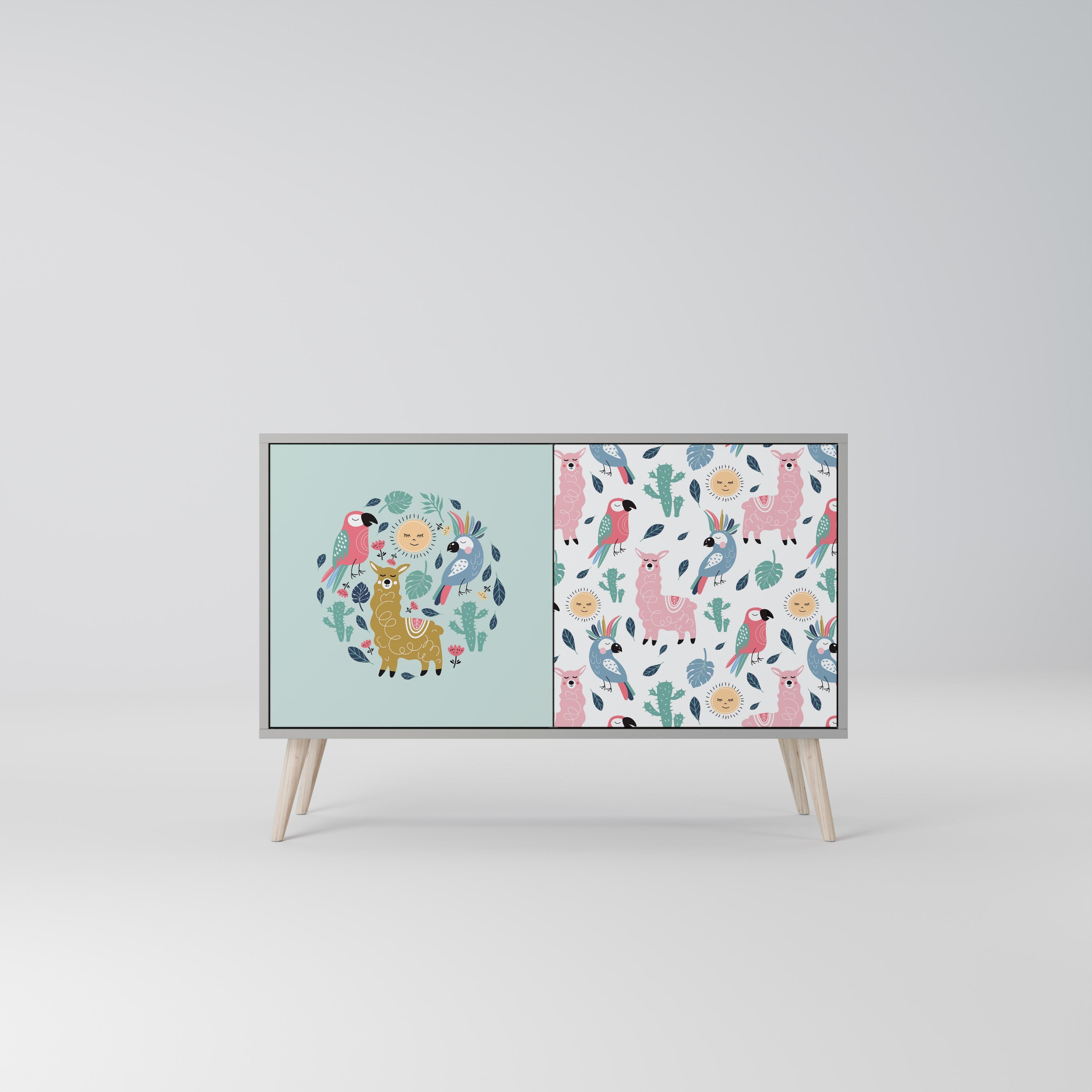 COLORFUL ALPACAS Sideboard mit 2 Türen in Grau