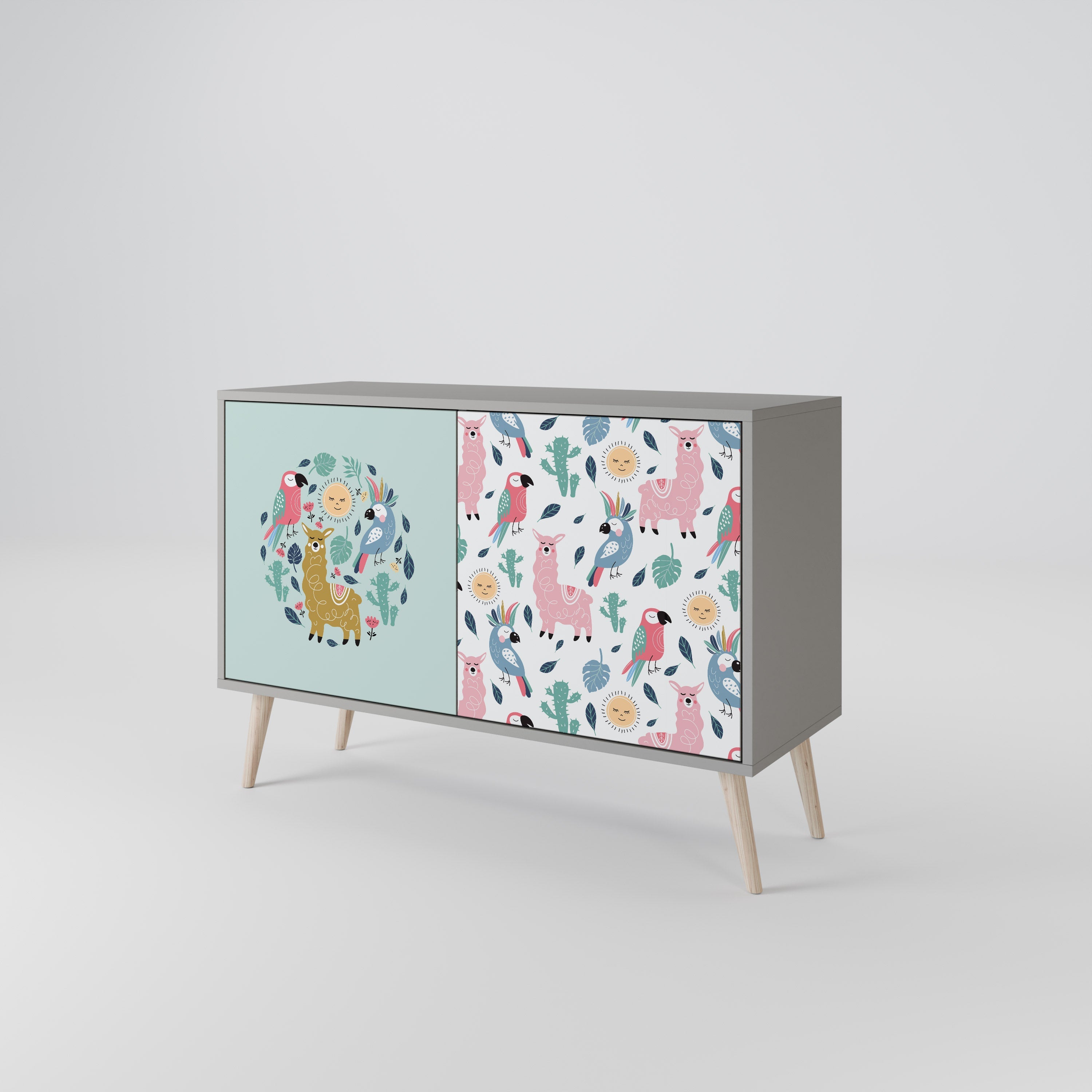 COLORFUL ALPACAS Sideboard mit 2 Türen in Grau