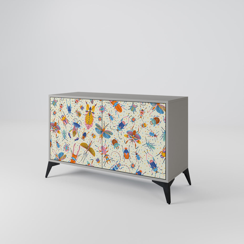 COLORFUL INSECTS Sideboard mit 2 Türen in Grau