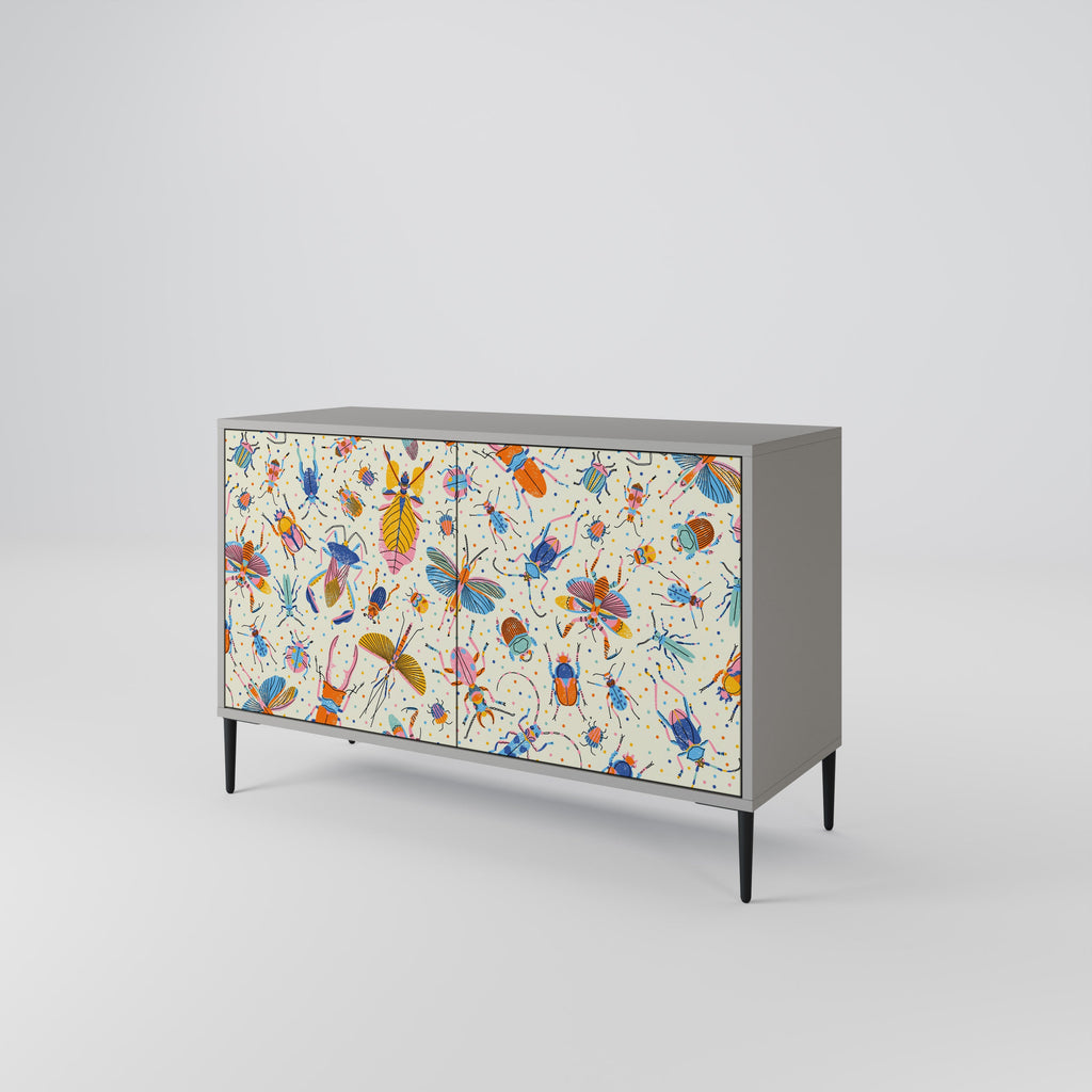 COLORFUL INSECTS Sideboard mit 2 Türen in Grau