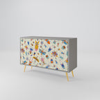 COLORFUL INSECTS Sideboard mit 2 Türen in Grau