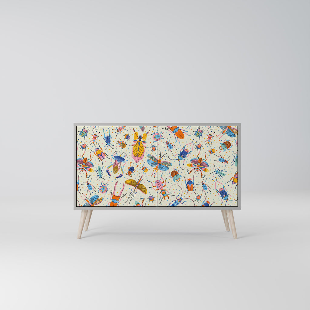 COLORFUL INSECTS Sideboard mit 2 Türen in Grau
