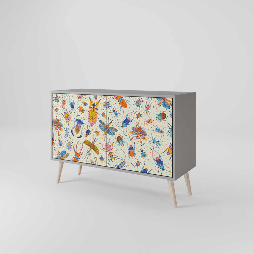 COLORFUL INSECTS Sideboard mit 2 Türen in Grau