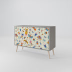 COLORFUL INSECTS Sideboard mit 2 Türen in Grau