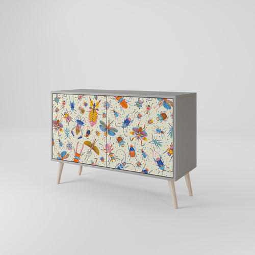 COLORFUL INSECTS Sideboard mit 2 Türen in Grau