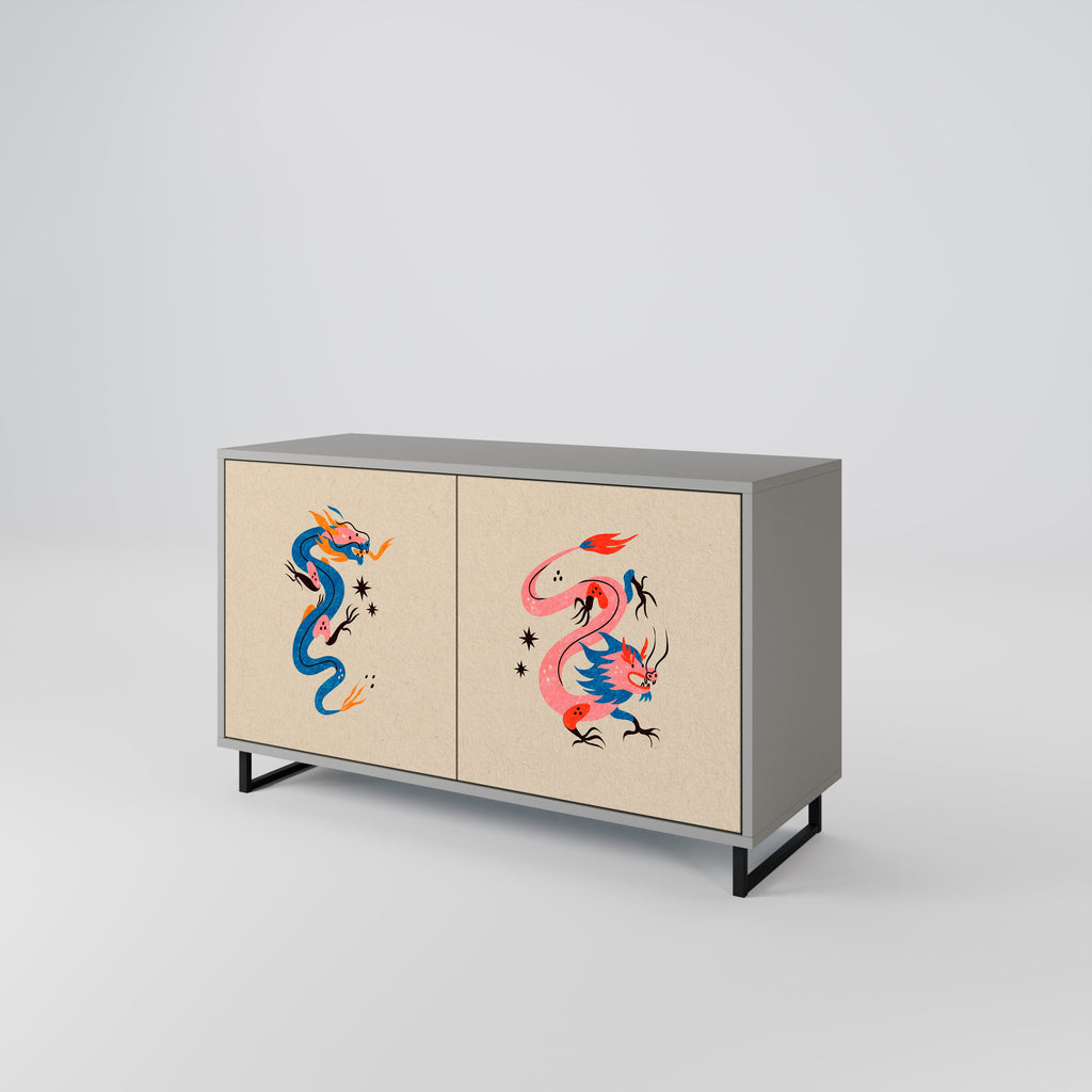 MYTHOLOGICAL CREATURES Sideboard mit 2 Türen in Grau