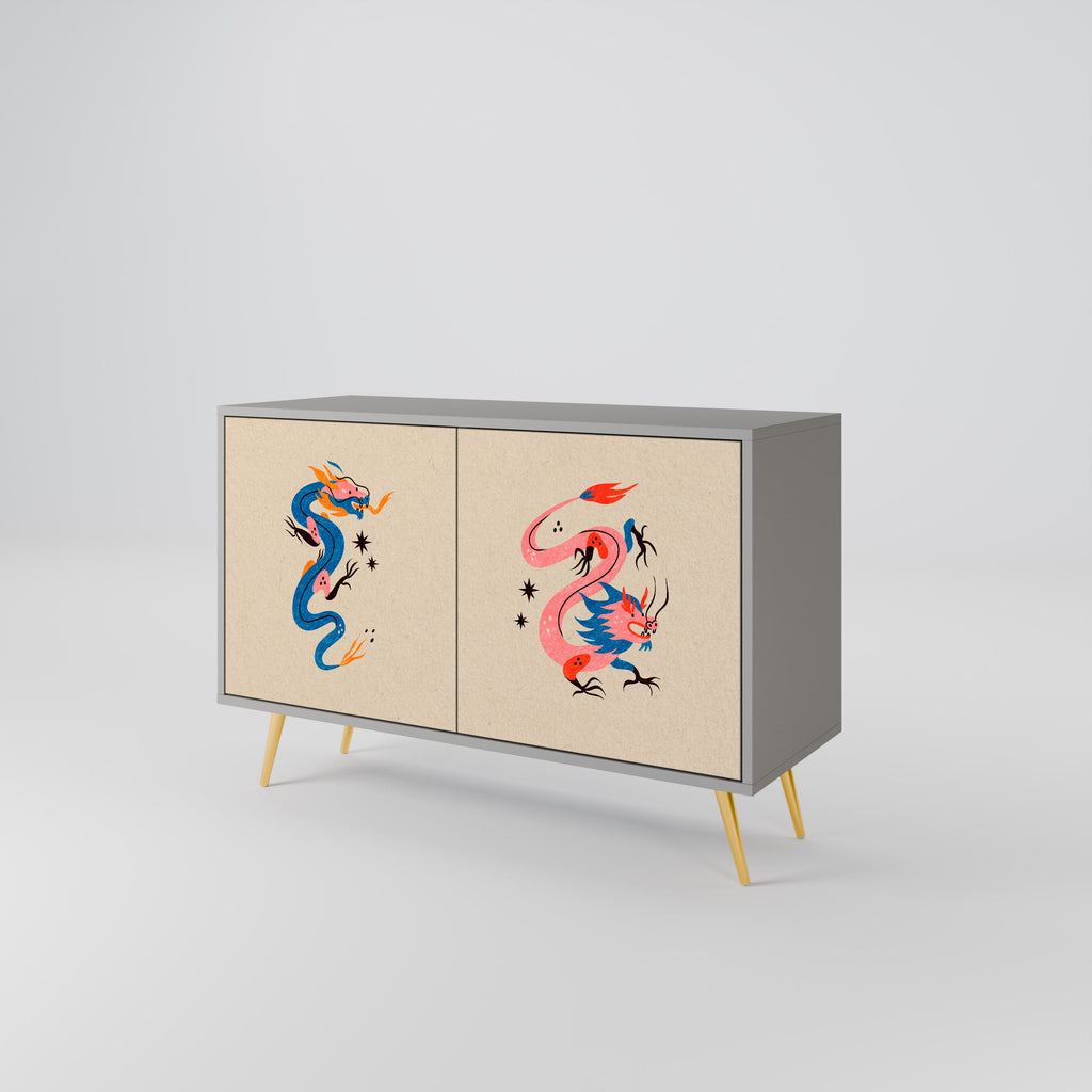 MYTHOLOGICAL CREATURES Sideboard mit 2 Türen in Grau