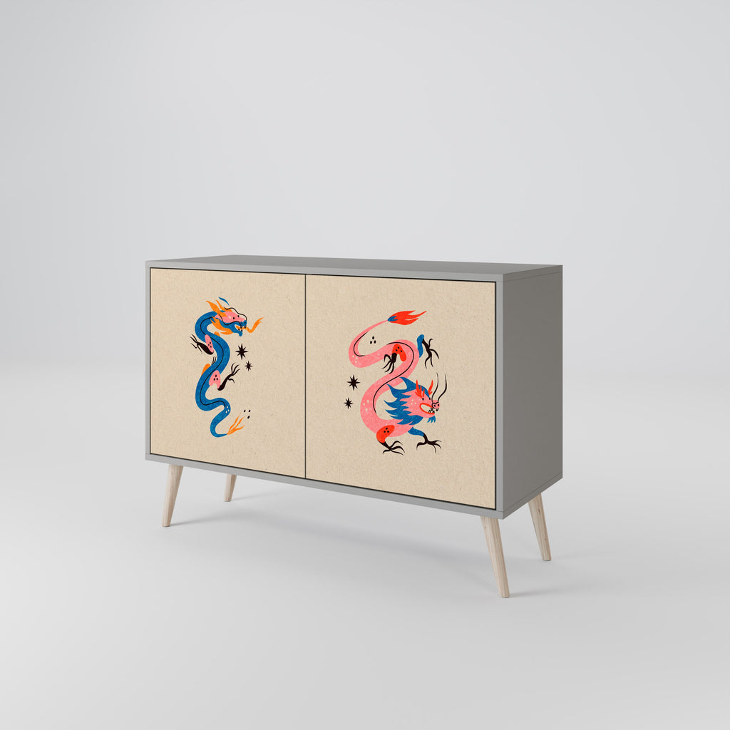 MYTHOLOGICAL CREATURES Sideboard mit 2 Türen in Grau