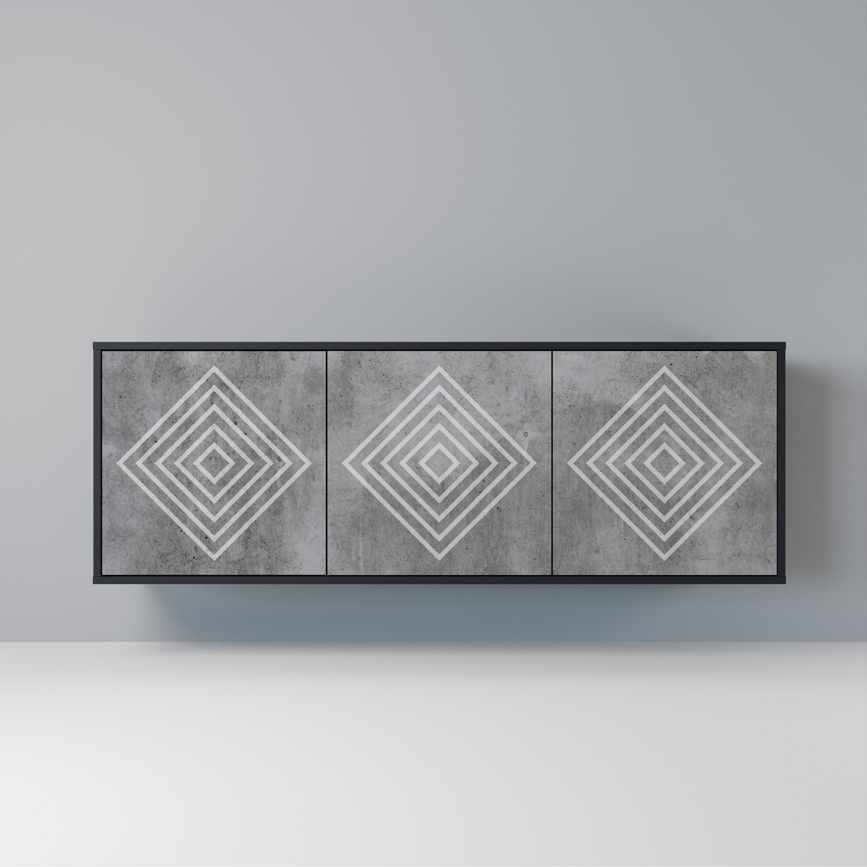 POLYGONAL ARTISTRY Sideboard mit 3 Türen in Schwarz