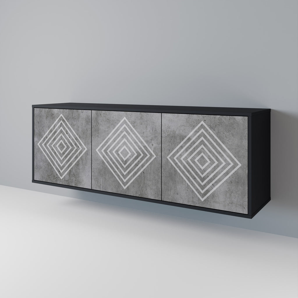 POLYGONAL ARTISTRY Sideboard mit 3 Türen in Schwarz