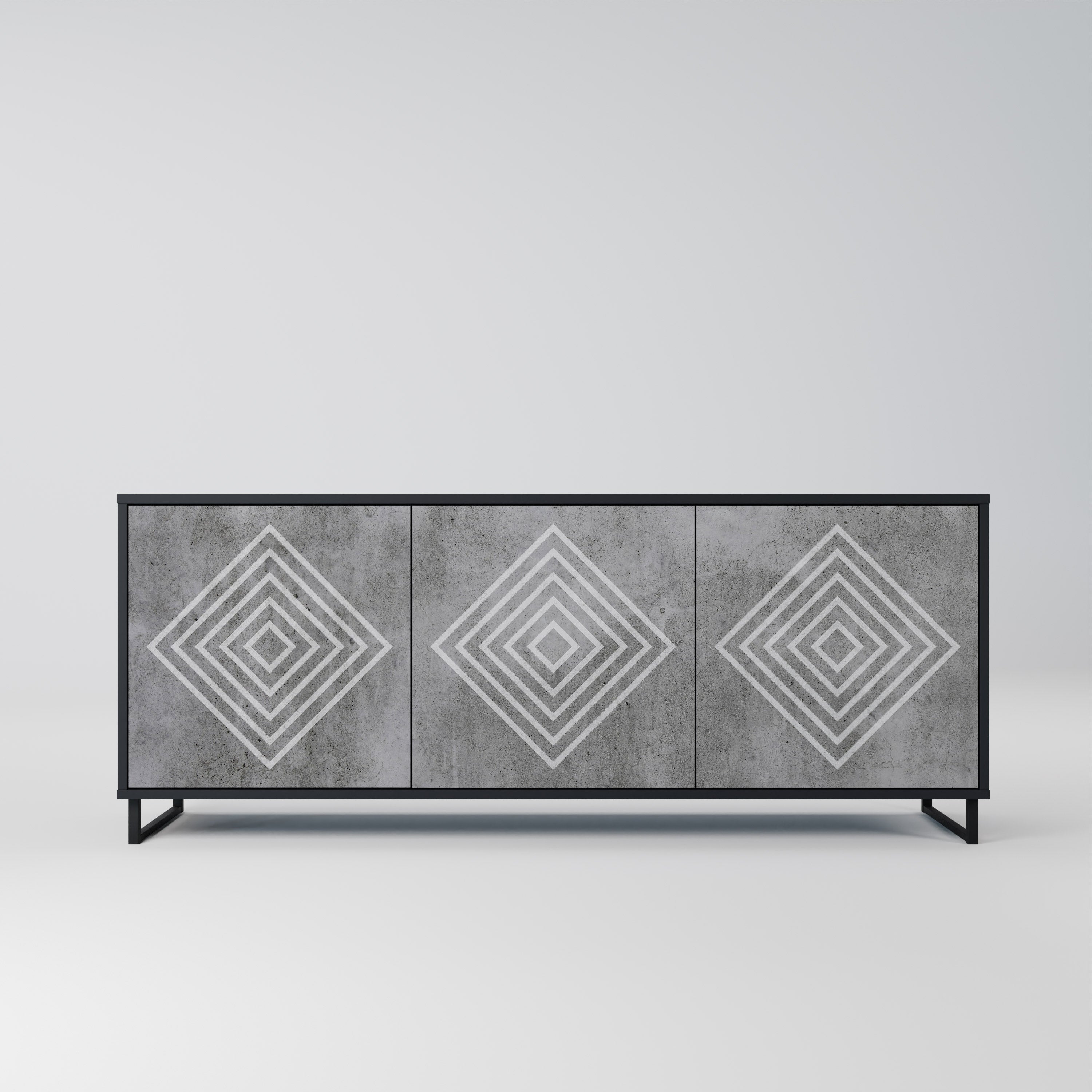 POLYGONAL ARTISTRY Sideboard mit 3 Türen in Schwarz
