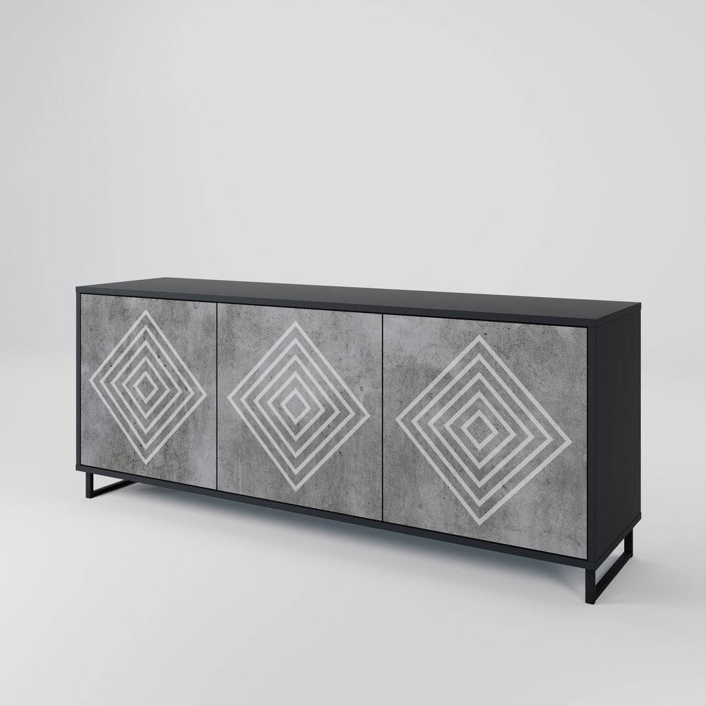 POLYGONAL ARTISTRY Sideboard mit 3 Türen in Schwarz