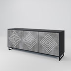 POLYGONAL ARTISTRY Sideboard mit 3 Türen in Schwarz