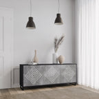 POLYGONAL ARTISTRY Sideboard mit 3 Türen in Schwarz