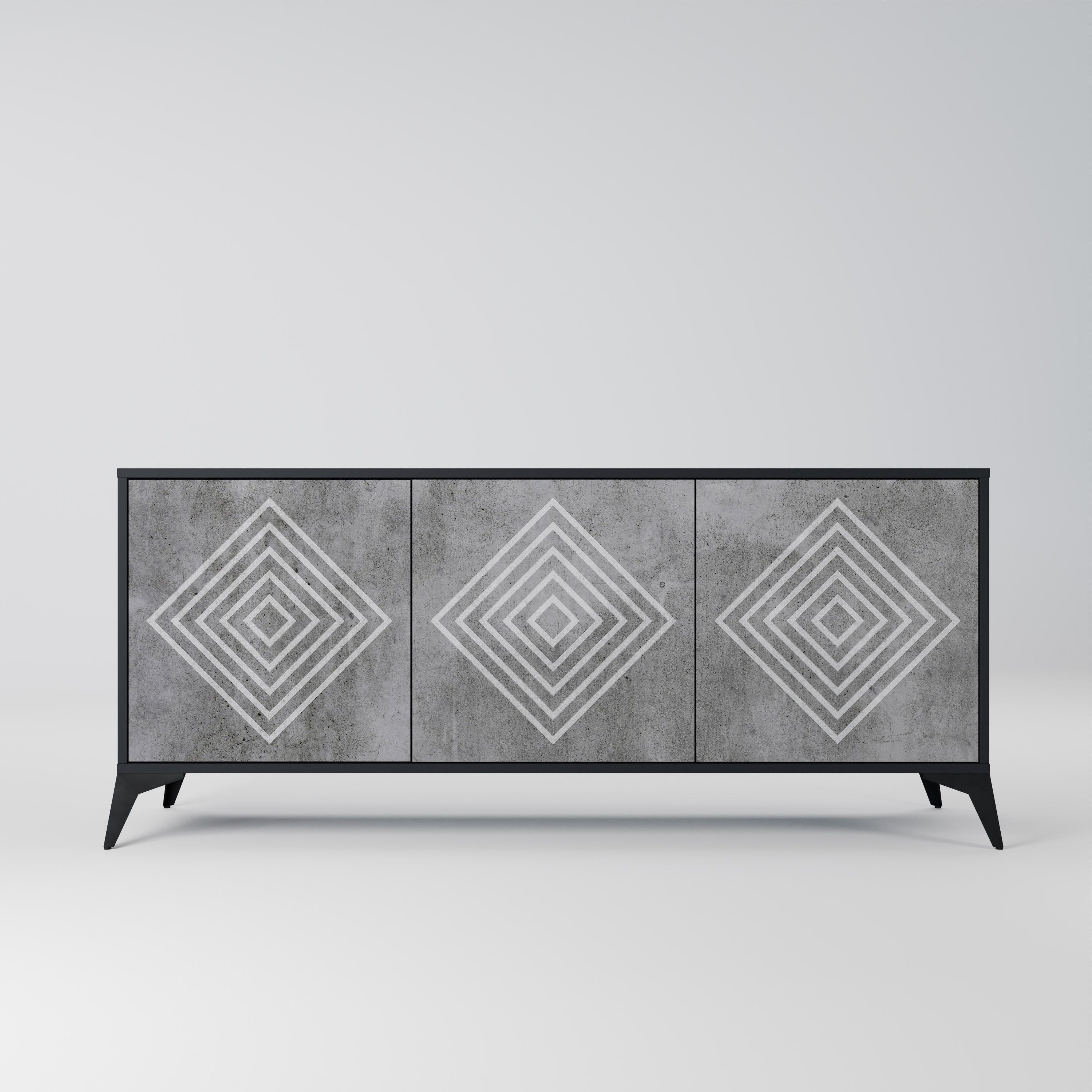 POLYGONAL ARTISTRY Sideboard mit 3 Türen in Schwarz