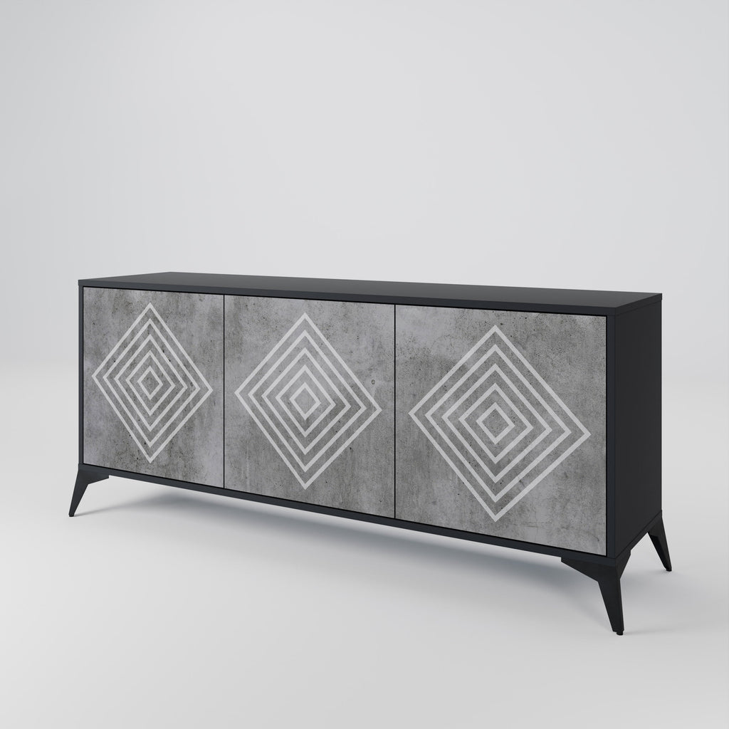 POLYGONAL ARTISTRY Sideboard mit 3 Türen in Schwarz