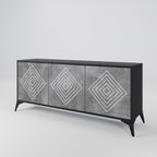 POLYGONAL ARTISTRY Sideboard mit 3 Türen in Schwarz