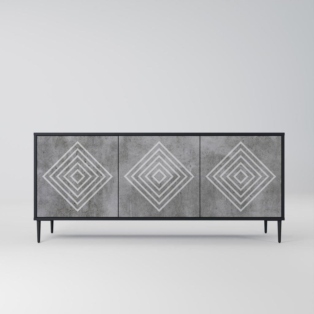 POLYGONAL ARTISTRY Sideboard mit 3 Türen in Schwarz