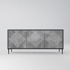 POLYGONAL ARTISTRY Sideboard mit 3 Türen in Schwarz