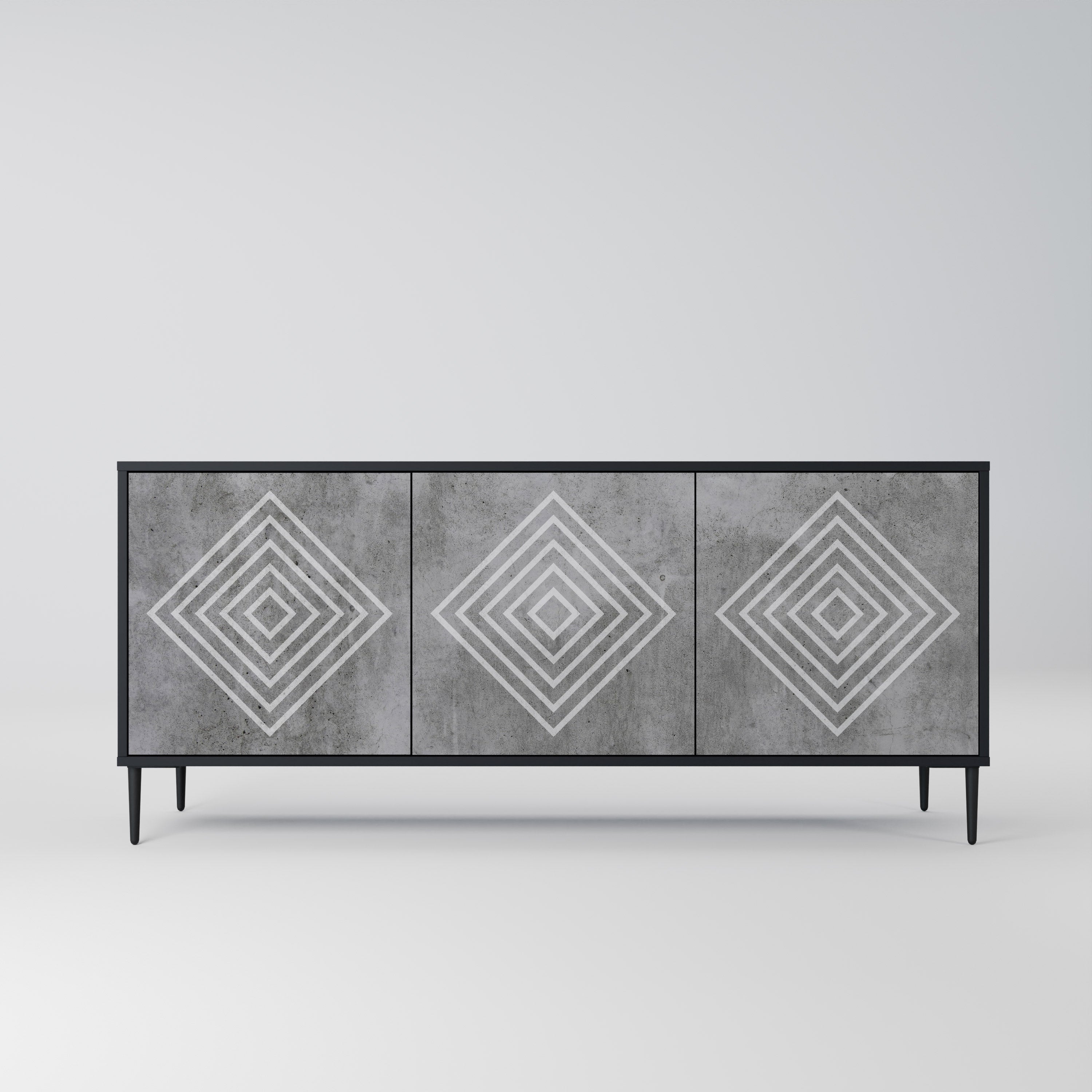 POLYGONAL ARTISTRY Sideboard mit 3 Türen in Schwarz