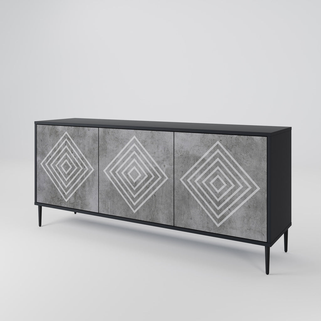 POLYGONAL ARTISTRY Sideboard mit 3 Türen in Schwarz