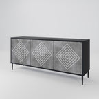 POLYGONAL ARTISTRY Sideboard mit 3 Türen in Schwarz