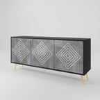 POLYGONAL ARTISTRY Sideboard mit 3 Türen in Schwarz