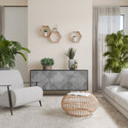 POLYGONAL ARTISTRY Sideboard mit 3 Türen in Schwarz