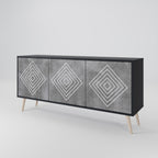 POLYGONAL ARTISTRY Sideboard mit 3 Türen in Schwarz